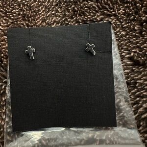 Silver Cross Stud Earrings